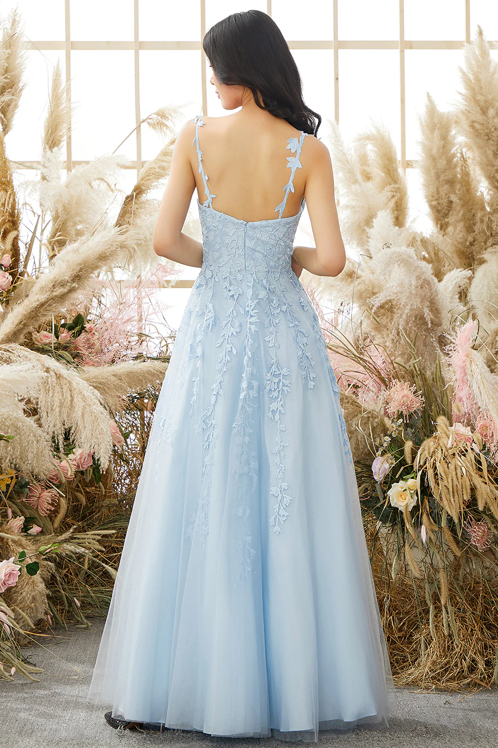 Yellow Spaghetti Straps Prom Dress - Image 17