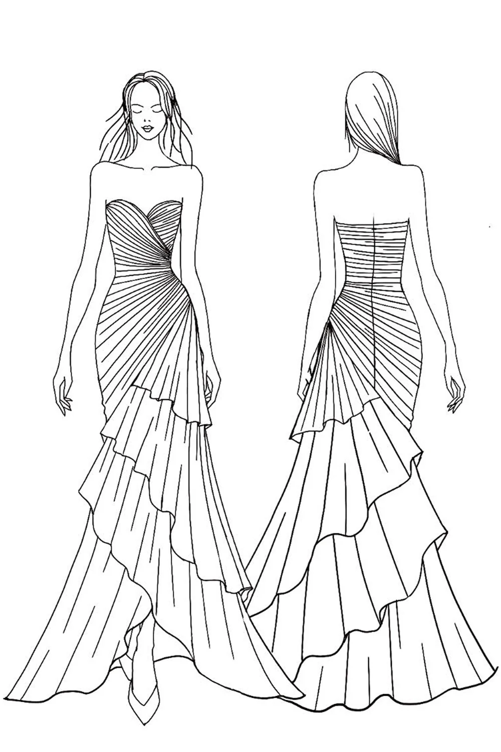 Elegant Sweetheart Ruched Ruffled Black Tie Dress - Image 3
