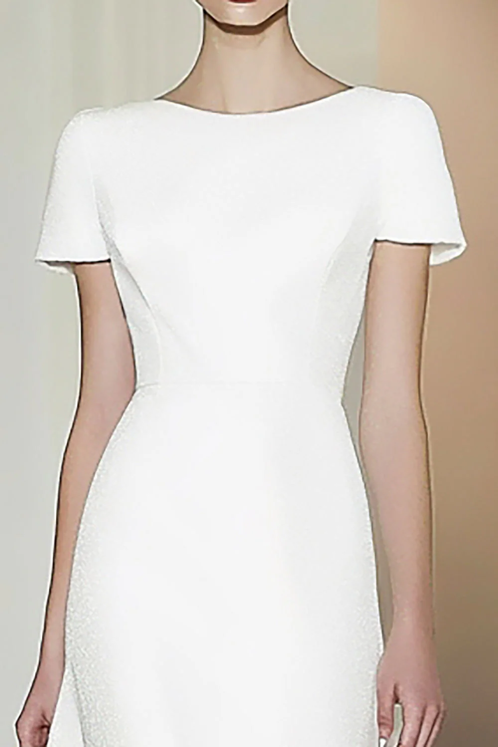Fitted White Short Sleeves Straight Pencil Midi Formal Dress - Image 3