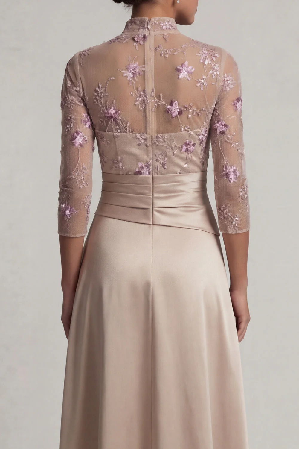 Champagne A Line 3/4 Sleeves Long Mother of the Bride Dress - Image 5