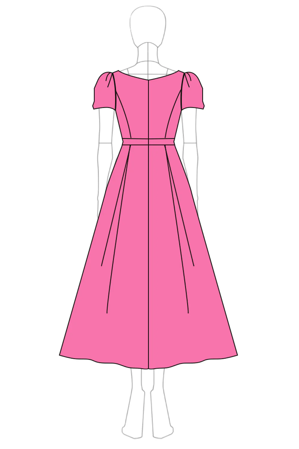 Fuchsia A Line Puff Sleeves Mother of the Bride Dress - Image 3