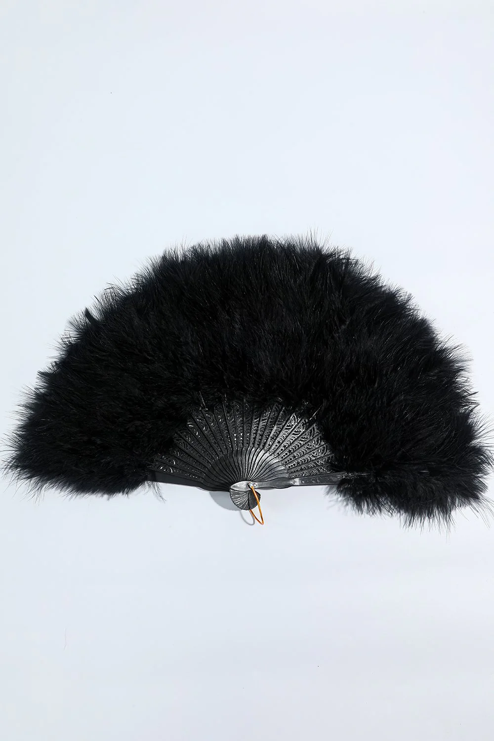 Gatsby Black Feather Folding Fan - Image 2