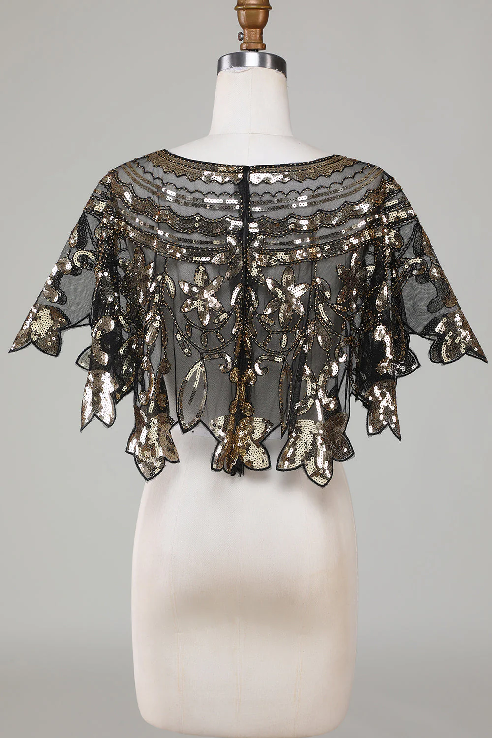 Glitter Sequins Black 1920s Cape - Image 10