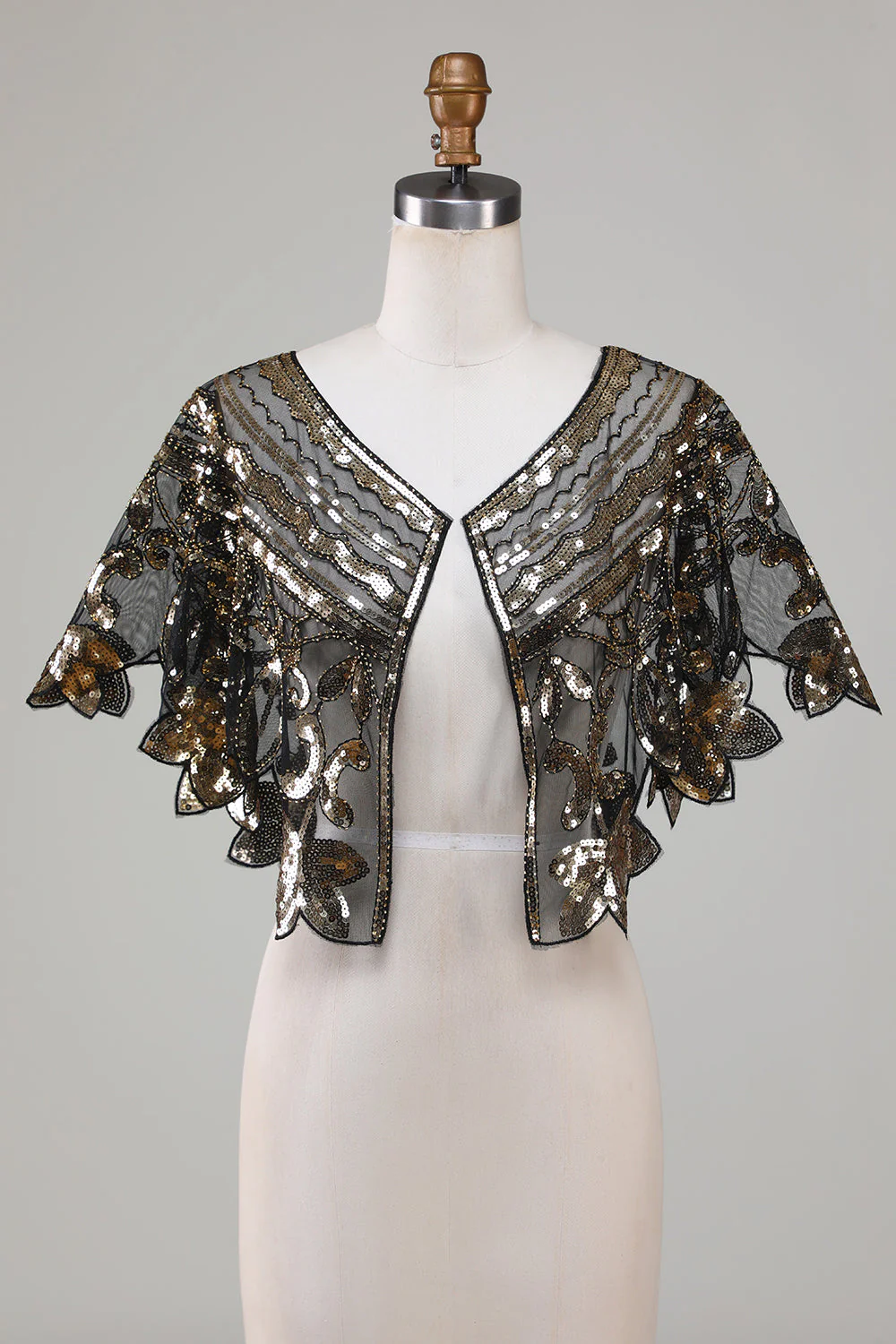 Glitter Sequins Black 1920s Cape - Image 9