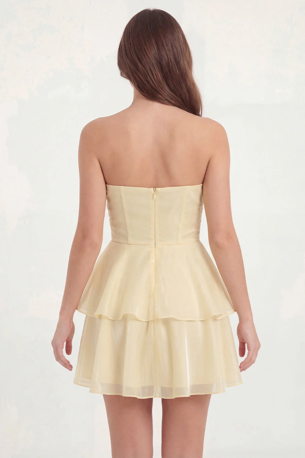 White Strapless A Line Ruffled Short Graduation Dress - Image 11
