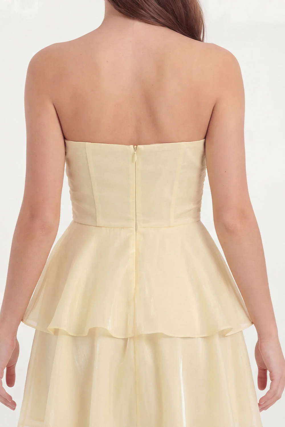 White Strapless A Line Ruffled Short Graduation Dress - Image 13