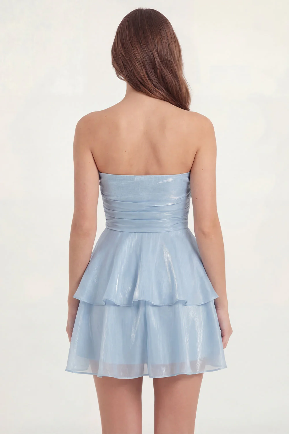 White Strapless A Line Ruffled Short Graduation Dress - Image 7