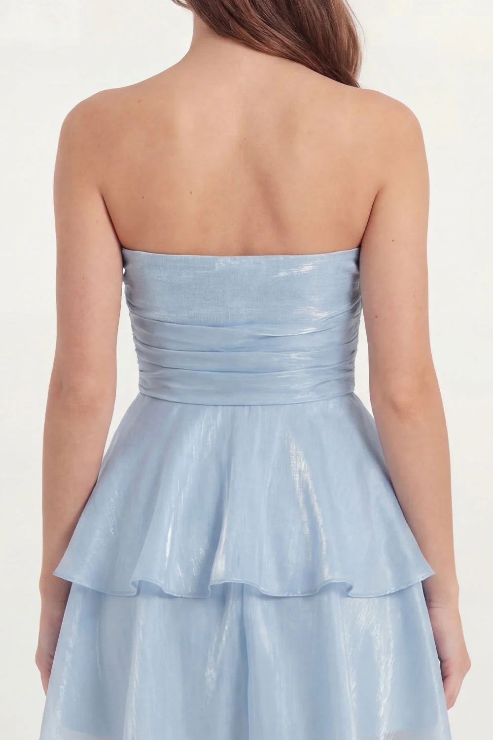 White Strapless A Line Ruffled Short Graduation Dress - Image 9