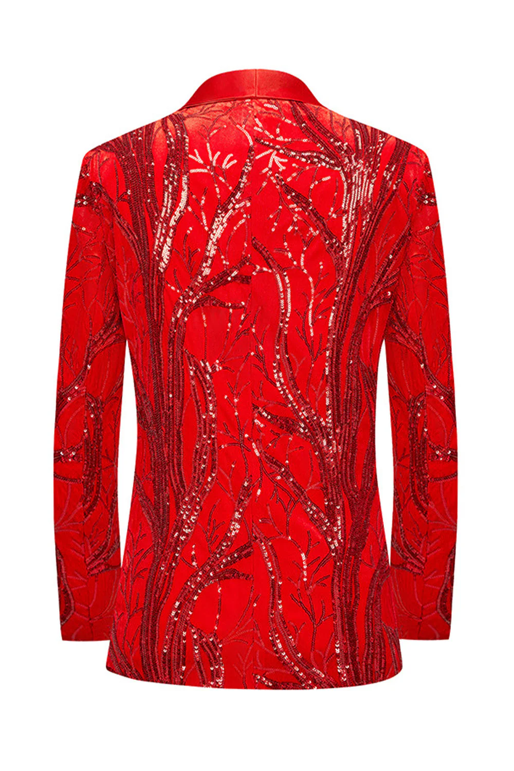 Gold Shawl Lapel One Button Sequined Men's Blazer - Image 4