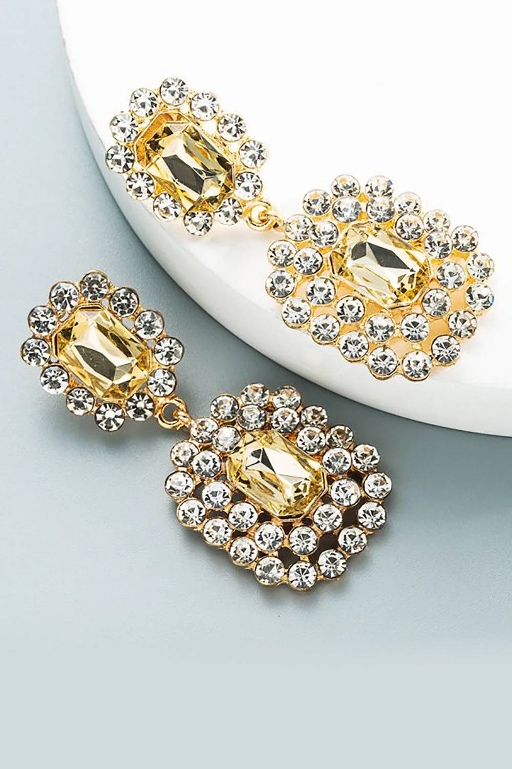 Golden Beaded Party Earrings - Image 3