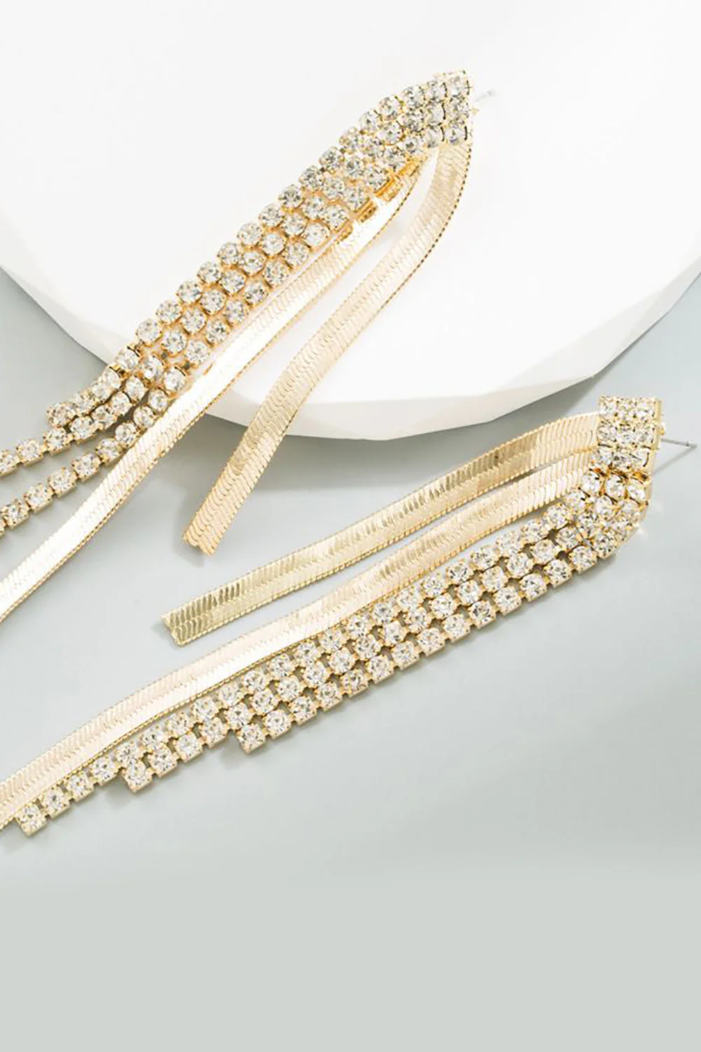 Golden Beaded Prom Earrings - Image 3