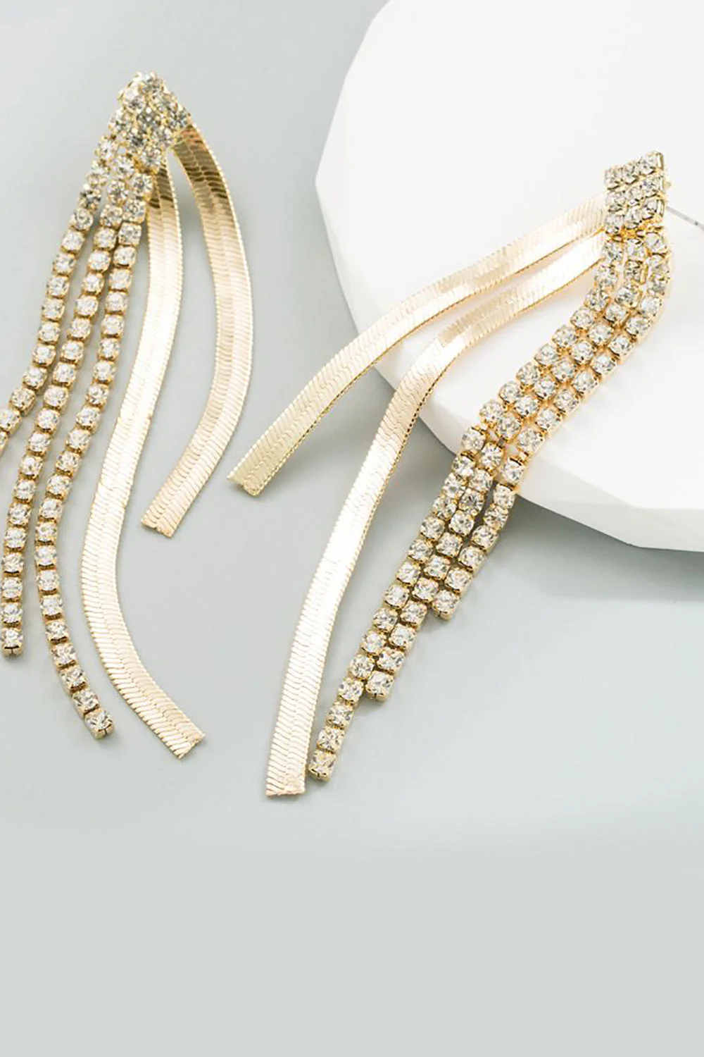 Golden Beaded Prom Earrings - Image 4