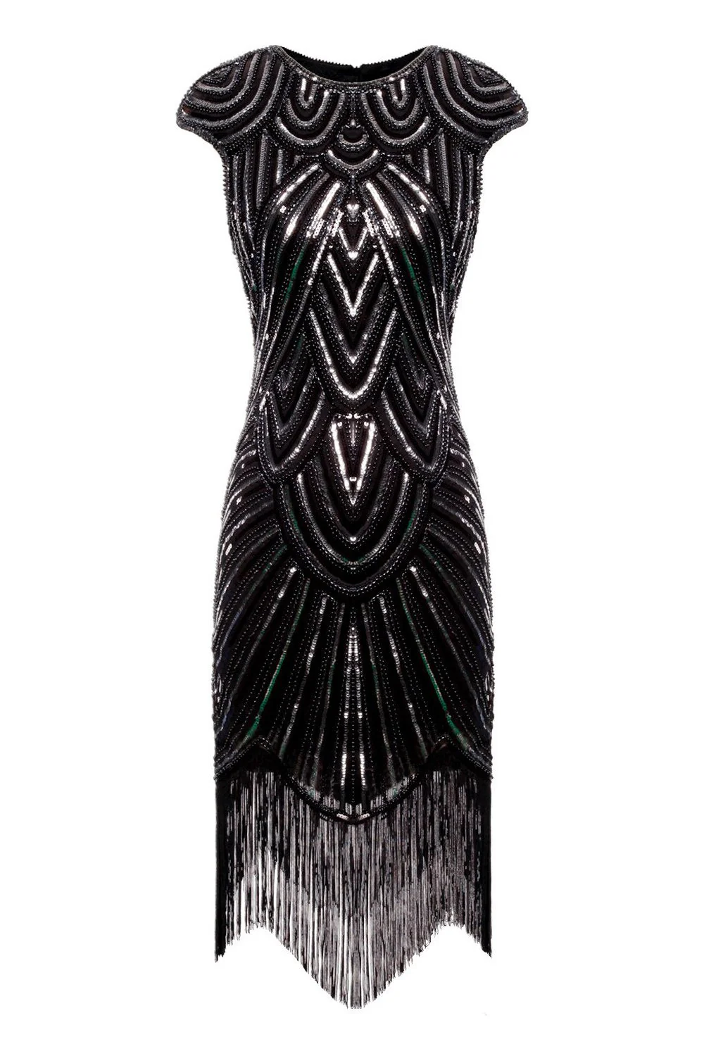 Golden Gatsby Glitter Fringe 1920s Flapper Dress - Image 12