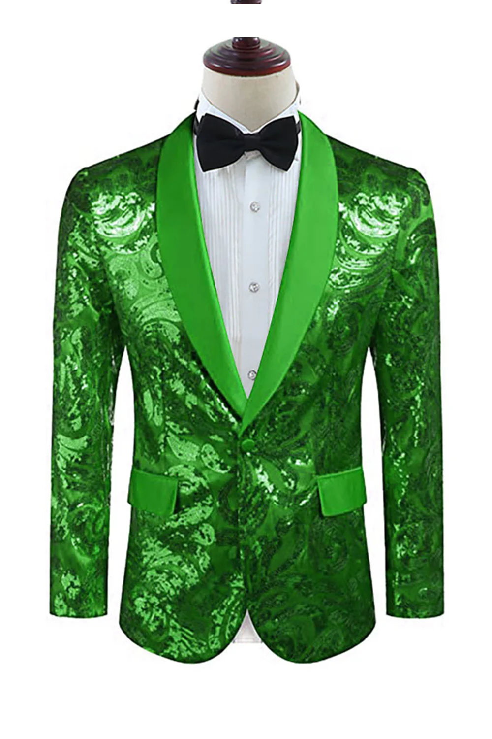 Golden Shawl Lapel Sequins Men's Blazer - Image 4