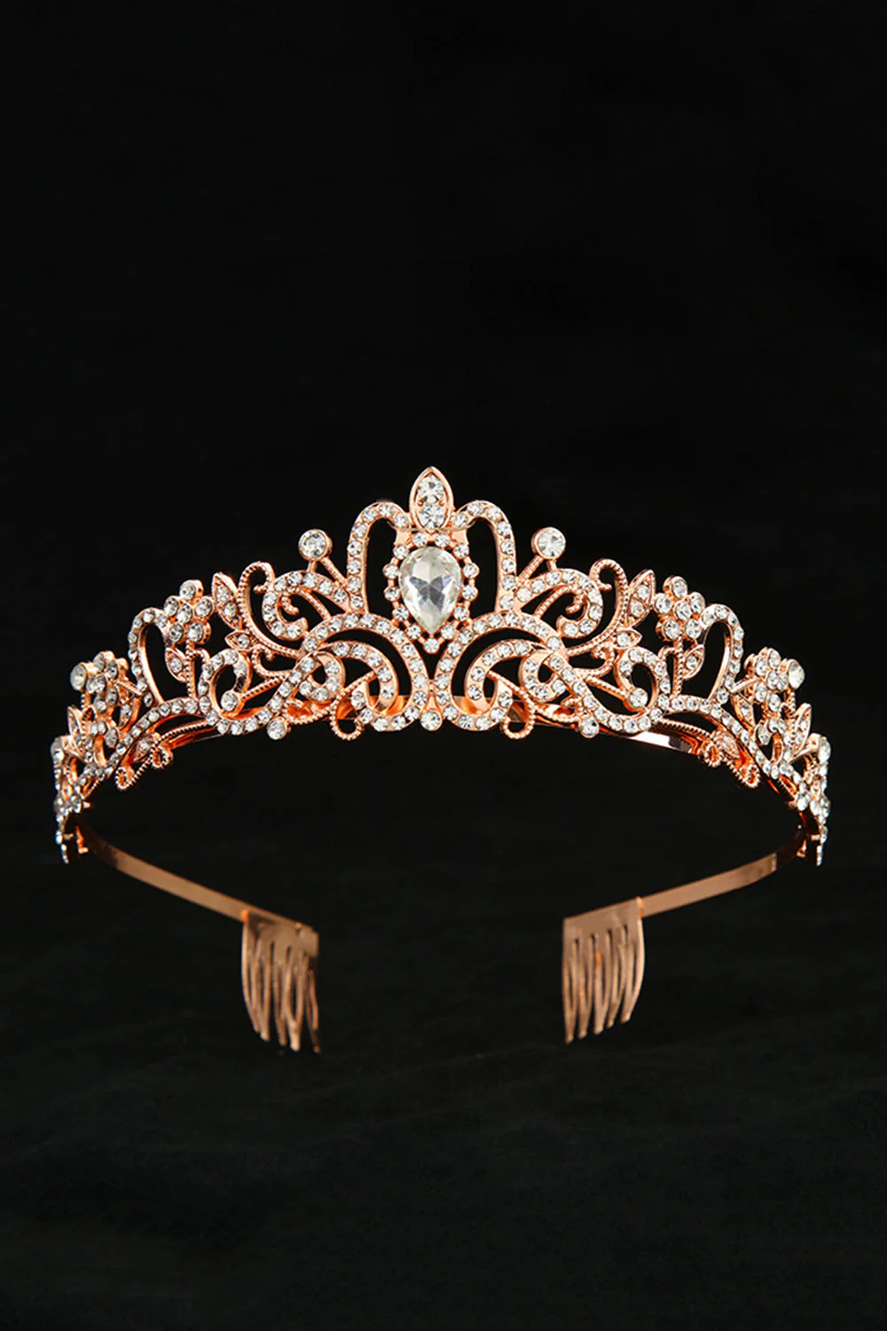 Golden White Crystal Prom Queen Pageant Crown Tiara - Image 3