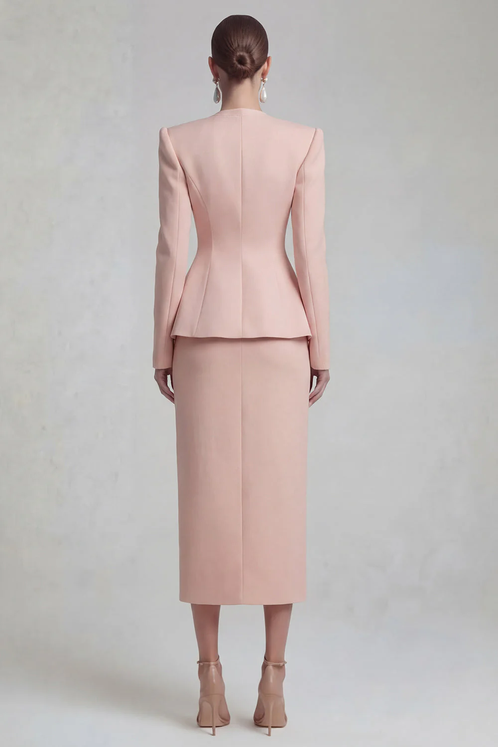 Green 2 Piece Single Breasted Shawl Lapel Work Dress with Slit - Image 14