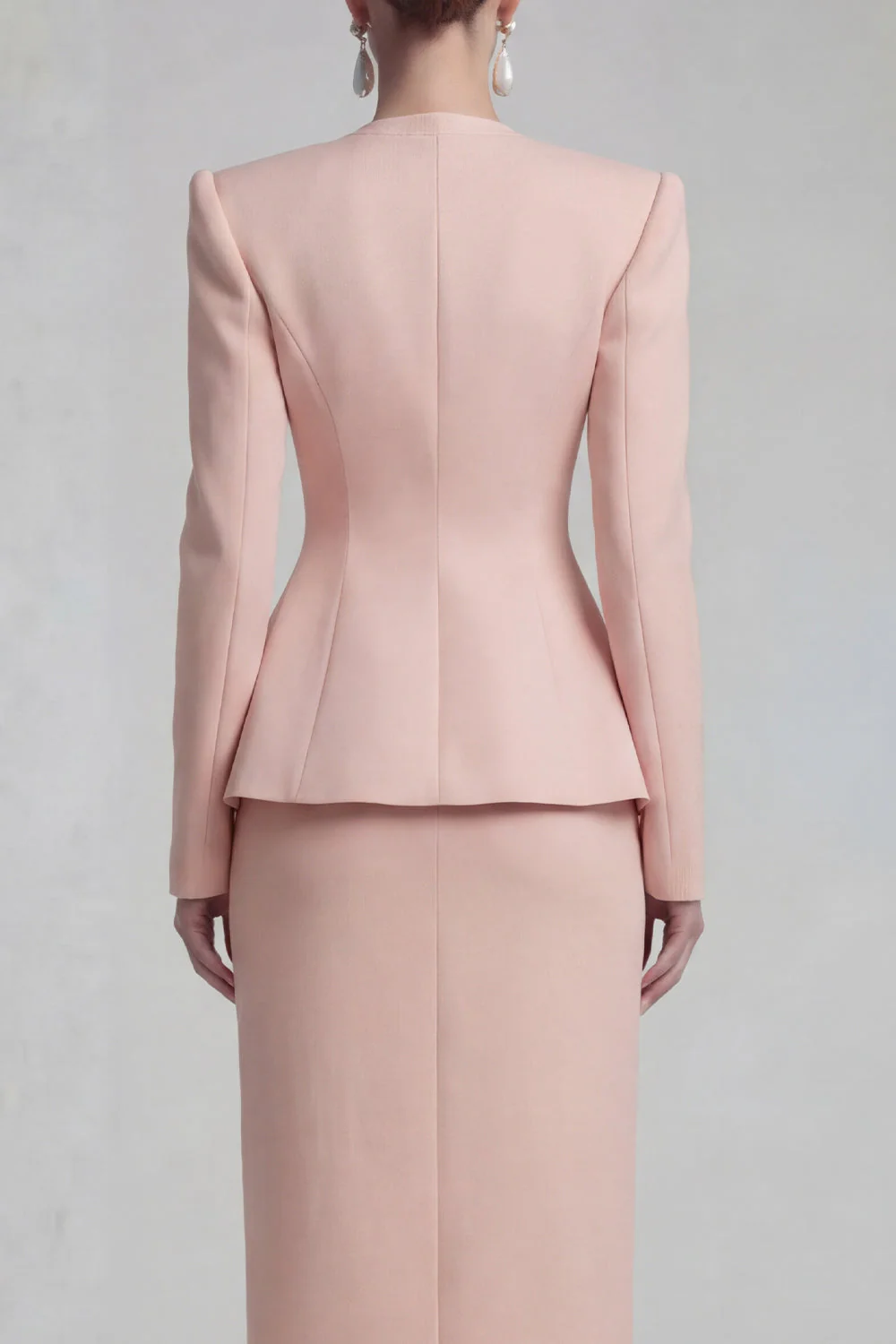 Green 2 Piece Single Breasted Shawl Lapel Work Dress with Slit - Image 16
