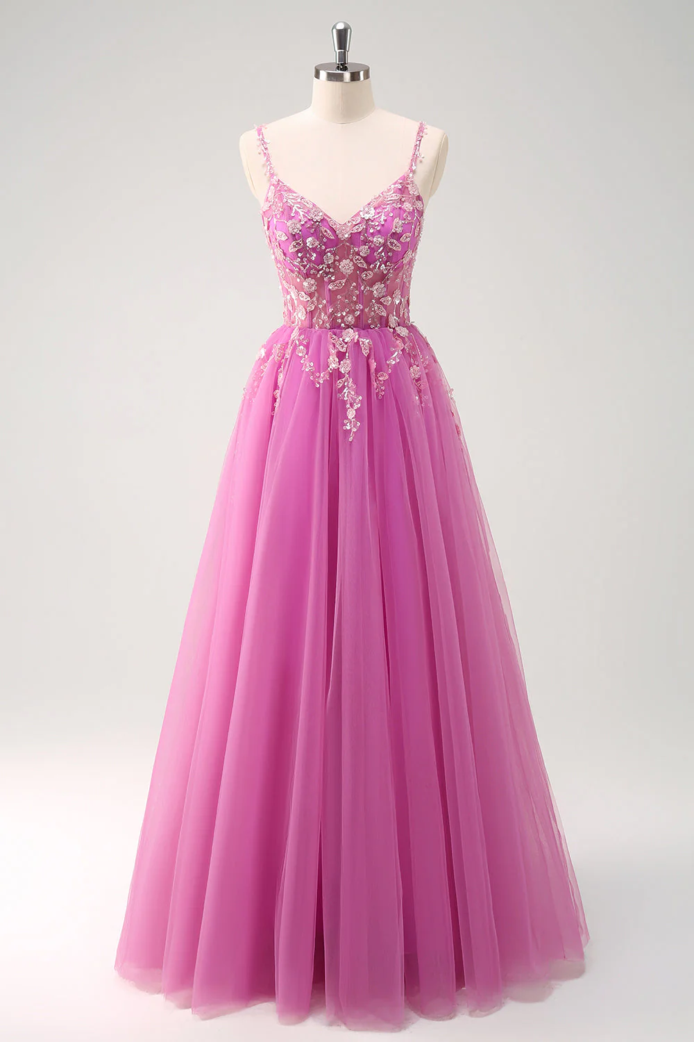 Green A Line Corset Sequin Tulle Long Prom Dress with Lace Up Back - Image 11