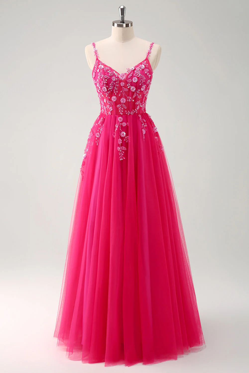 Green A Line Corset Sequin Tulle Long Prom Dress with Lace Up Back - Image 13
