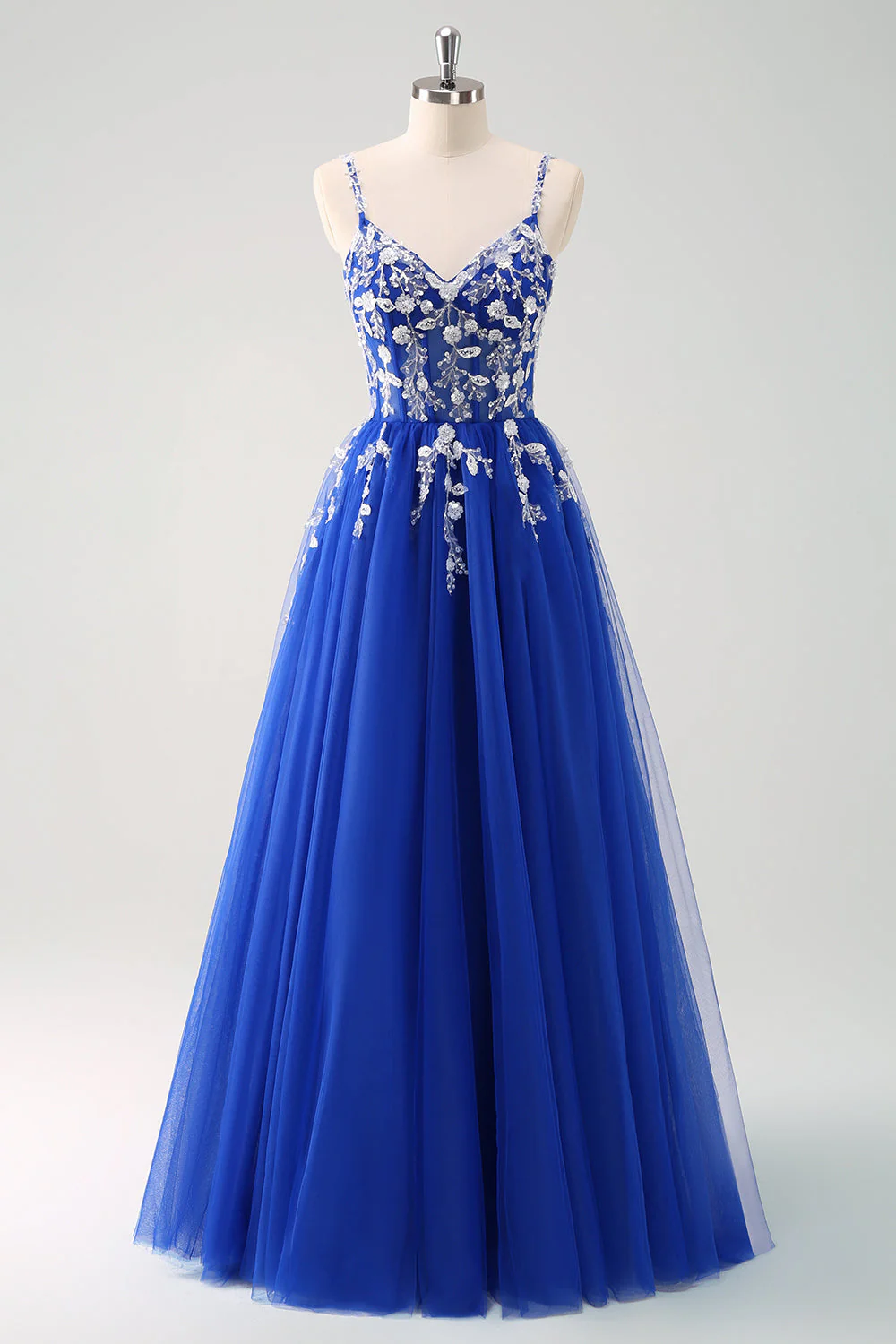 Green A Line Corset Sequin Tulle Long Prom Dress with Lace Up Back - Image 19