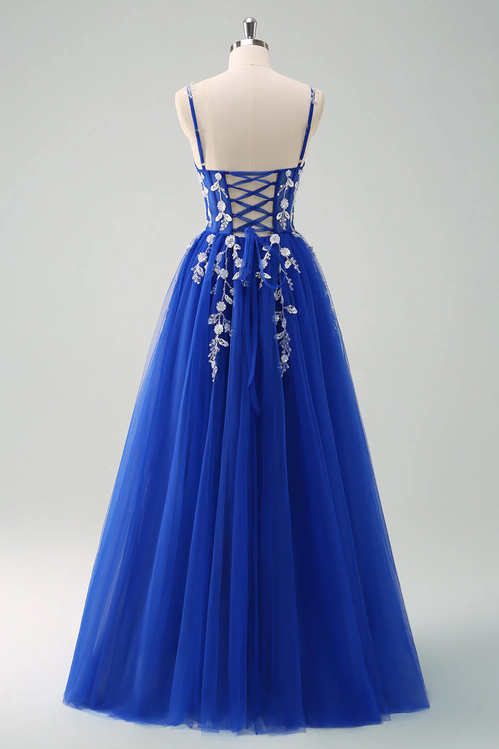 Green A Line Corset Sequin Tulle Long Prom Dress with Lace Up Back - Image 20