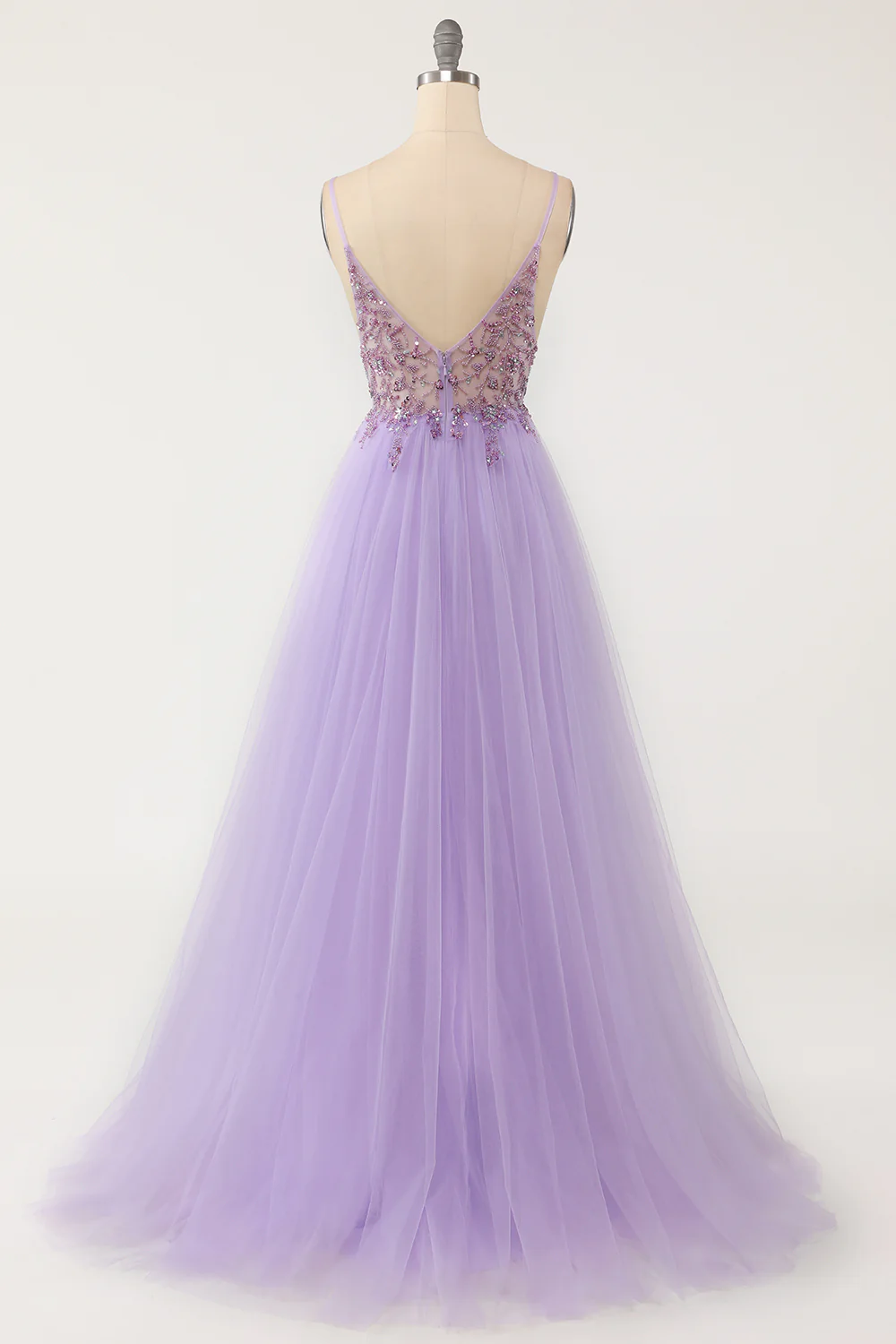 Light Blue Beading Tulle Prom Dress - Image 7