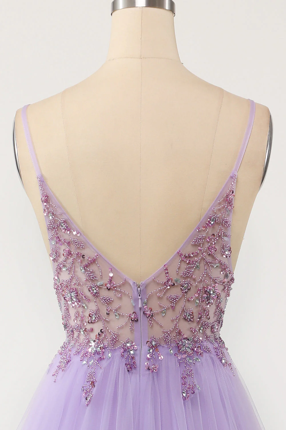 Light Blue Beading Tulle Prom Dress - Image 8