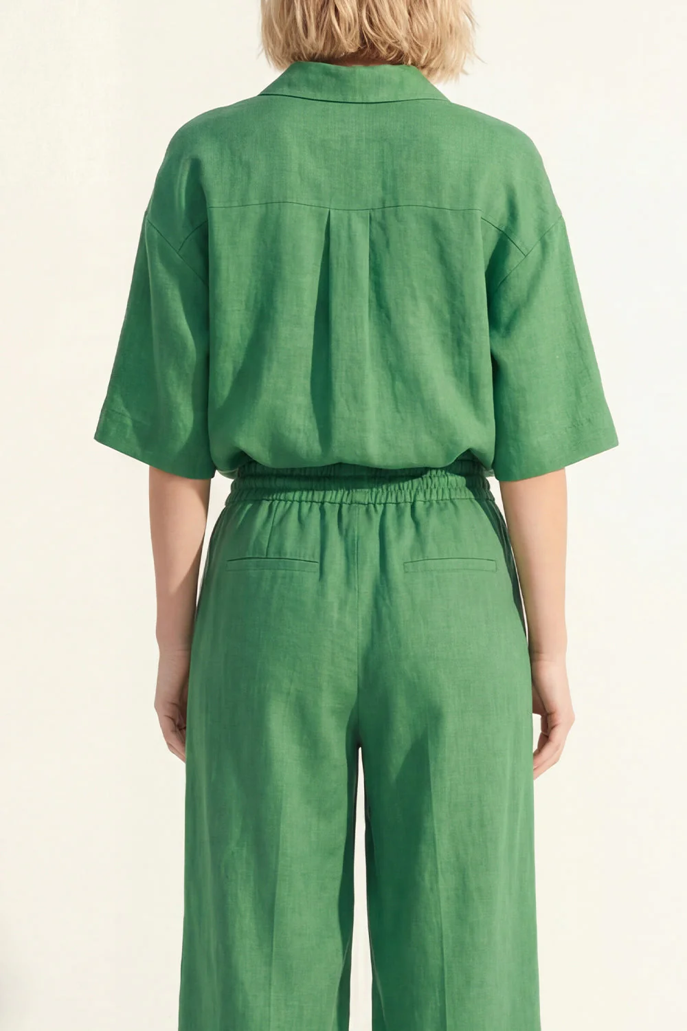 Green Short Sleeves V-Neck Women Suit - Image 4