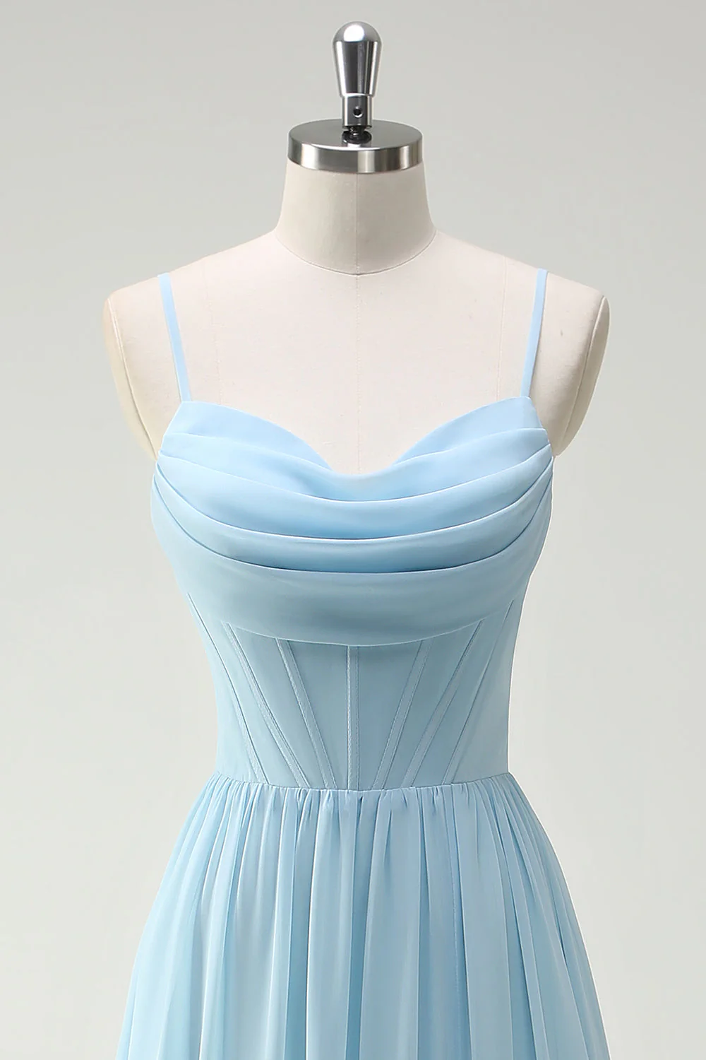 Green Flowers A-Line Spaghetti Straps Print Long Bridesmaid Dress with Slit - Image 10