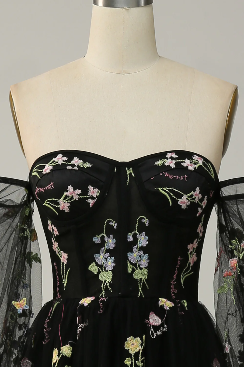 Green Off The Shoulder Long Sleeves A-Line Prom Dress - Image 10