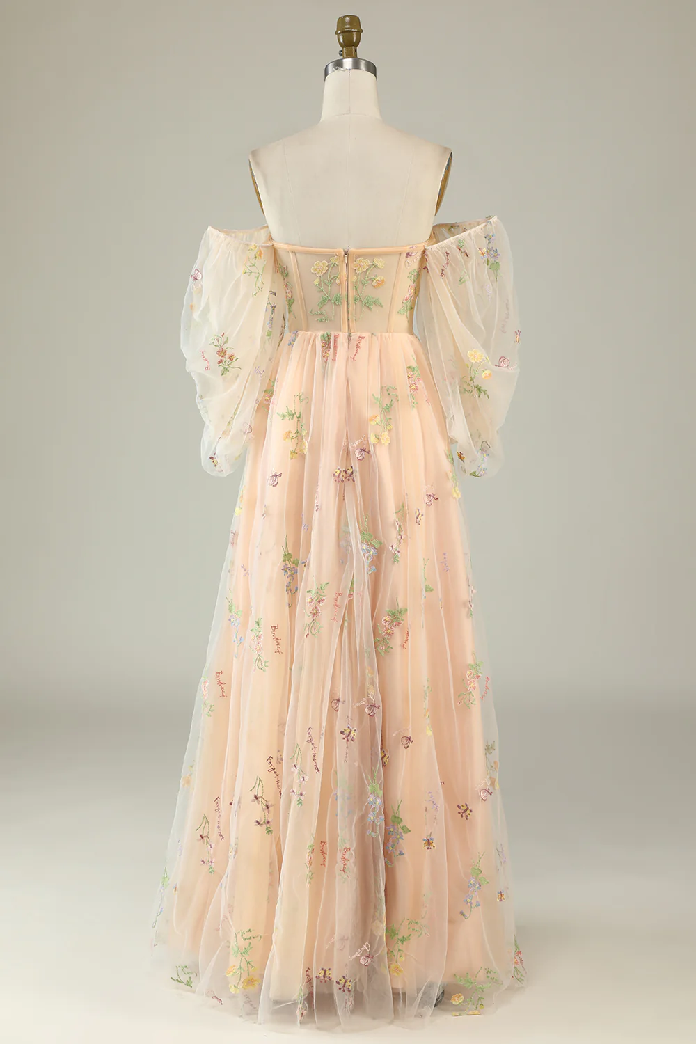 Green Off The Shoulder Long Sleeves A-Line Prom Dress - Image 14