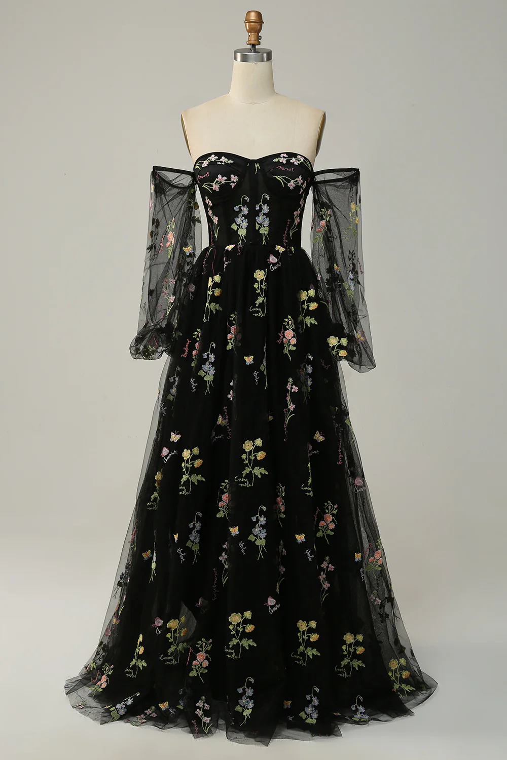 Green Off The Shoulder Long Sleeves A-Line Prom Dress - Image 7