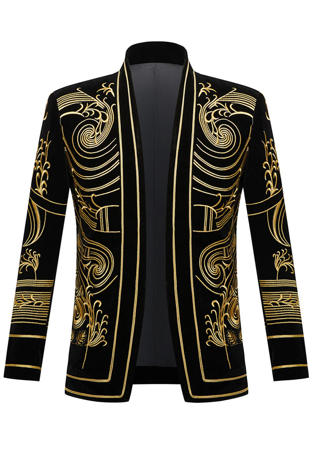 Green Open Front Geometric Embroidered Men's Blazer - Image 10