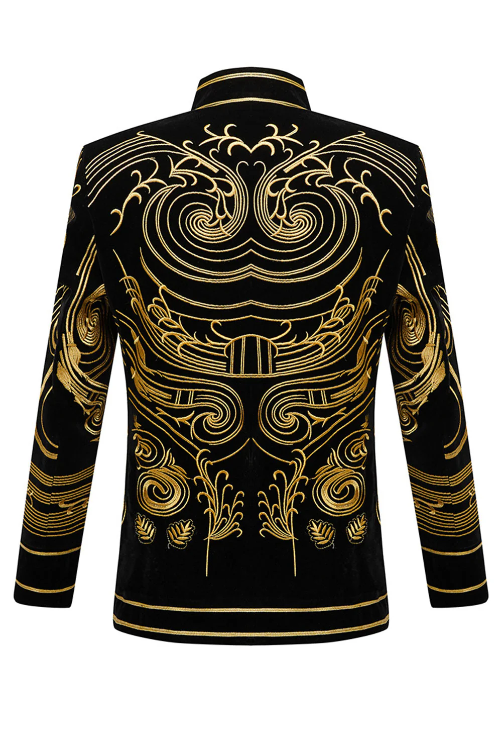 Green Open Front Geometric Embroidered Men's Blazer - Image 11