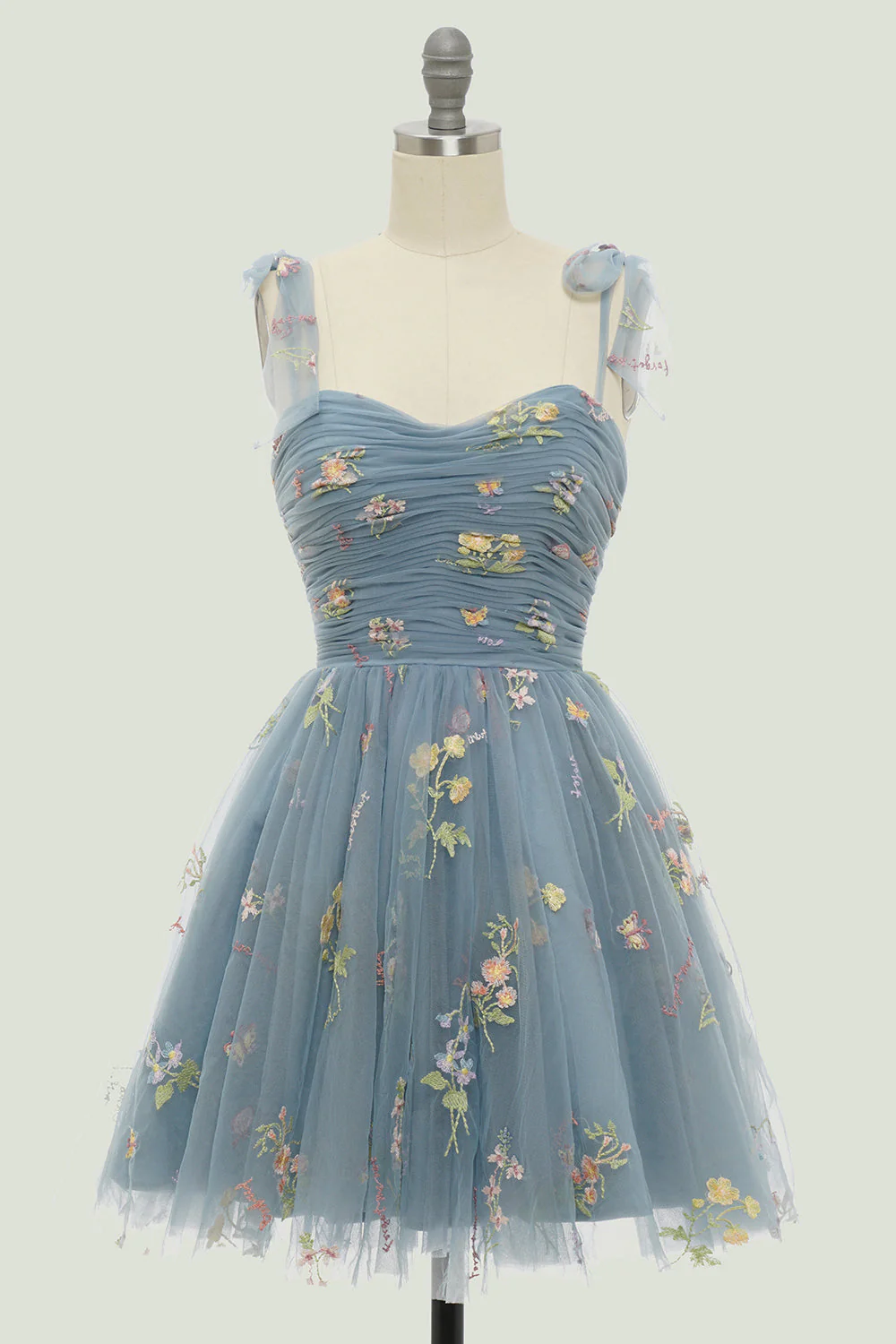 Green Short A-Line Graduation Dress With Embroidery - Image 6