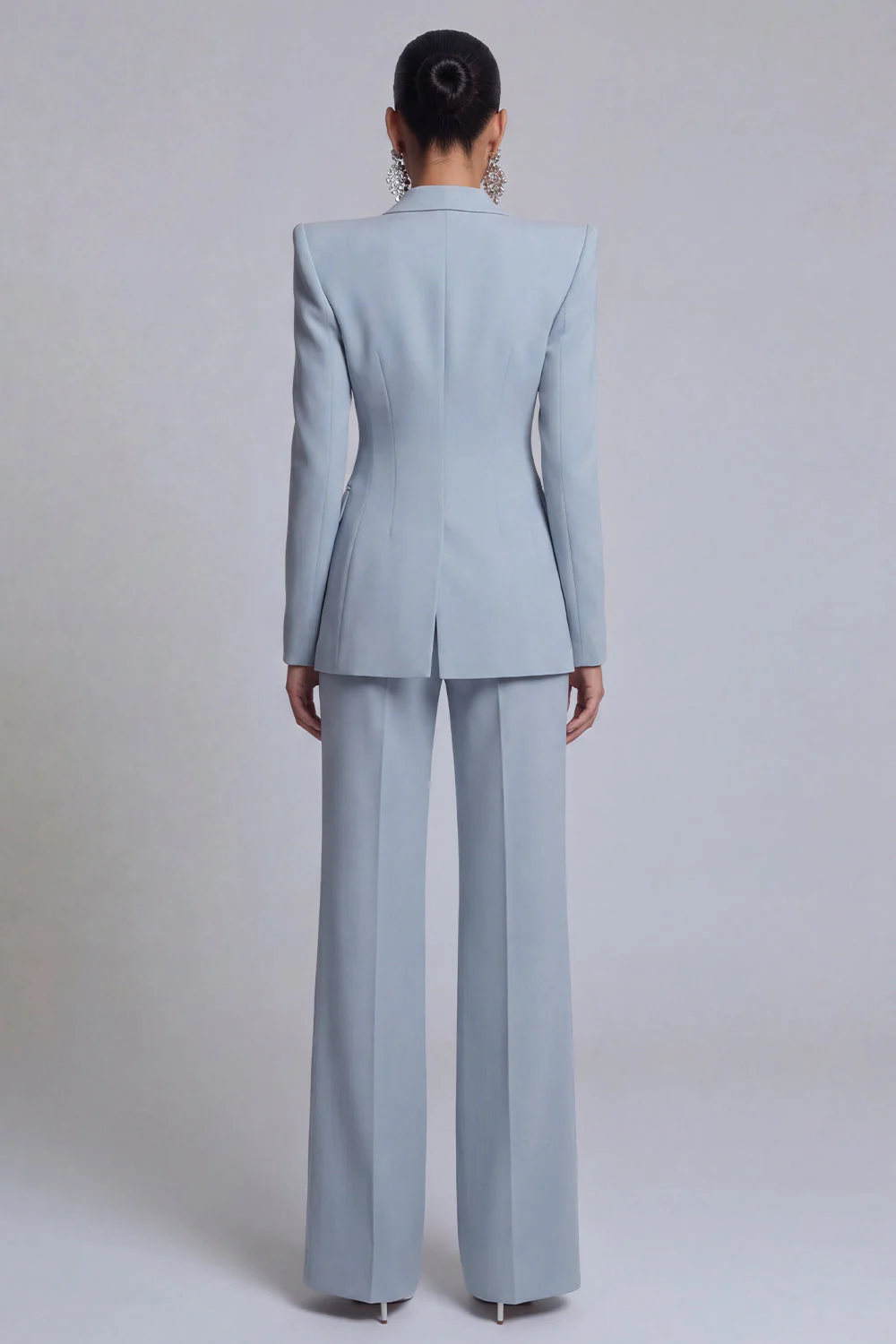 Grey Blue Peak Lapel 2 Piece Women Suits - Image 2