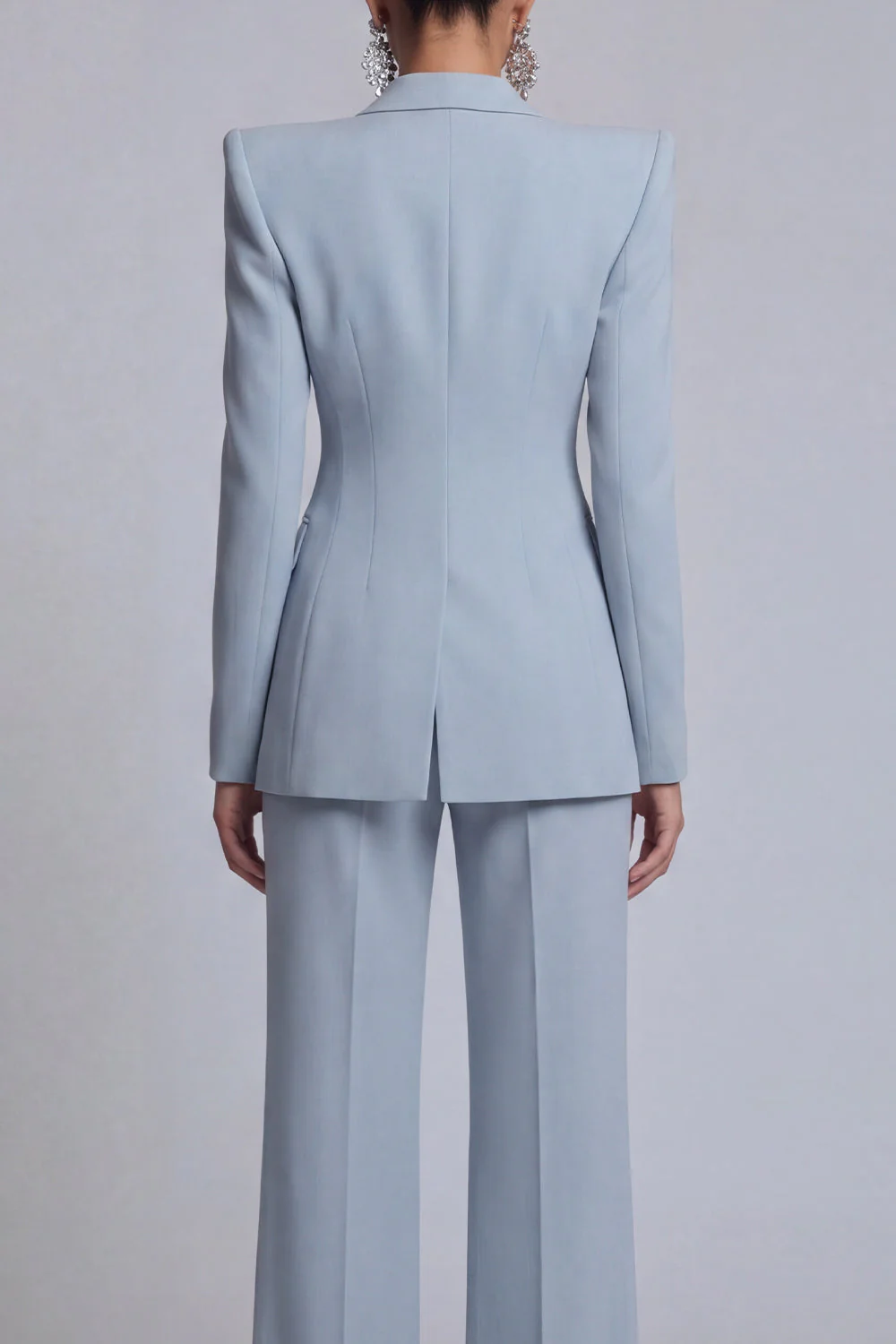 Grey Blue Peak Lapel 2 Piece Women Suits - Image 4