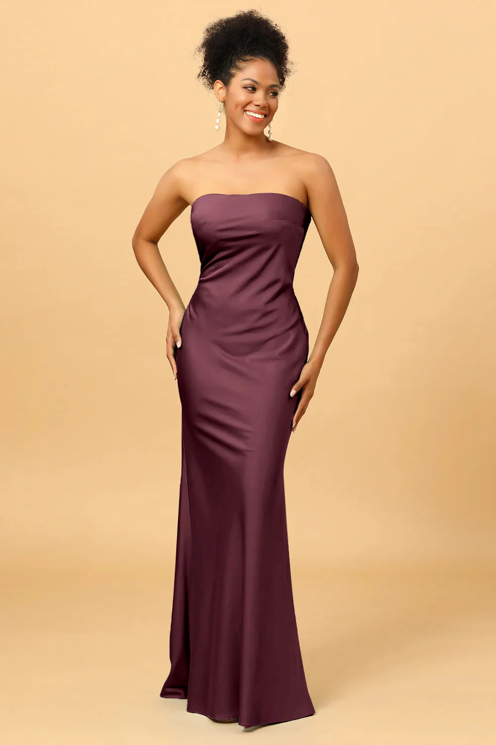 Grey Blue Satin Mermaid Bridesmaid Dress - Image 10