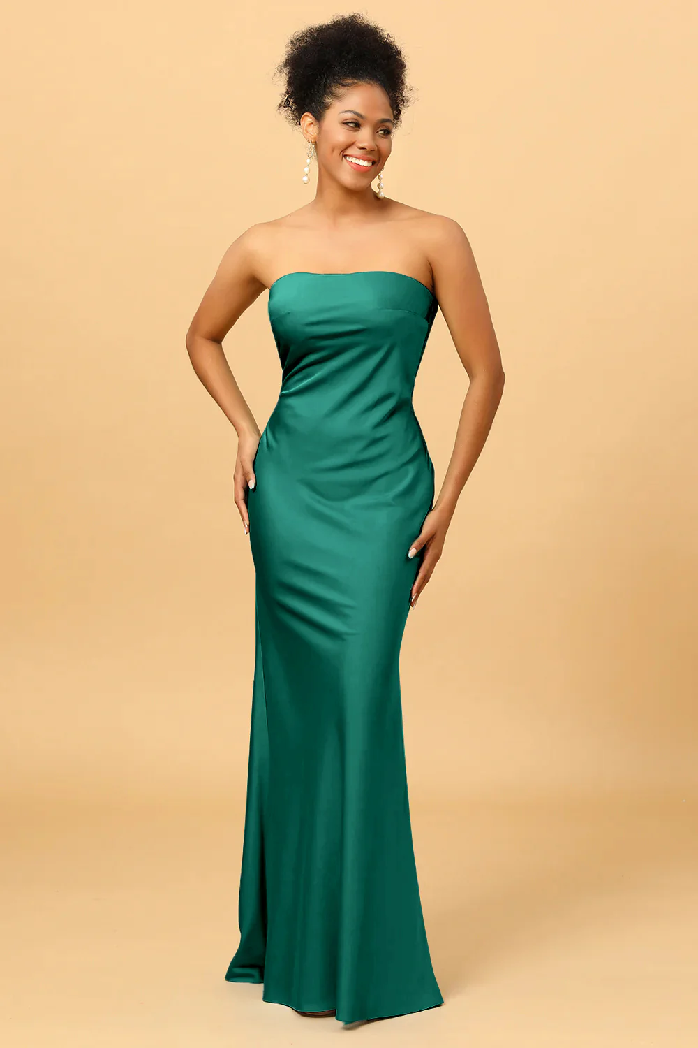 Grey Blue Satin Mermaid Bridesmaid Dress - Image 12
