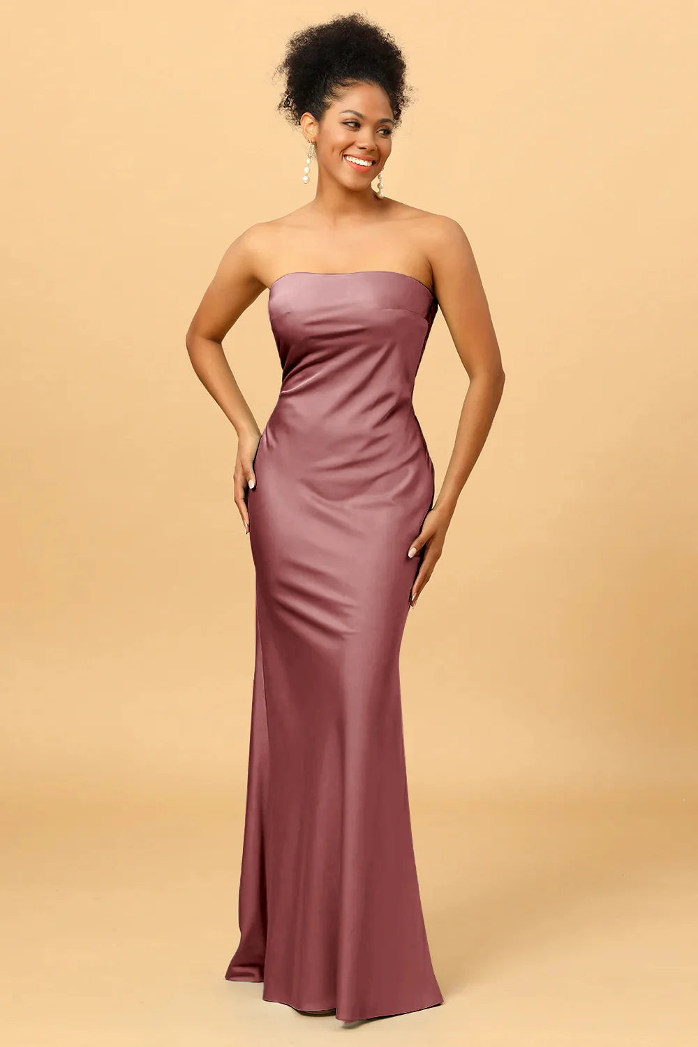 Grey Blue Satin Mermaid Bridesmaid Dress - Image 16