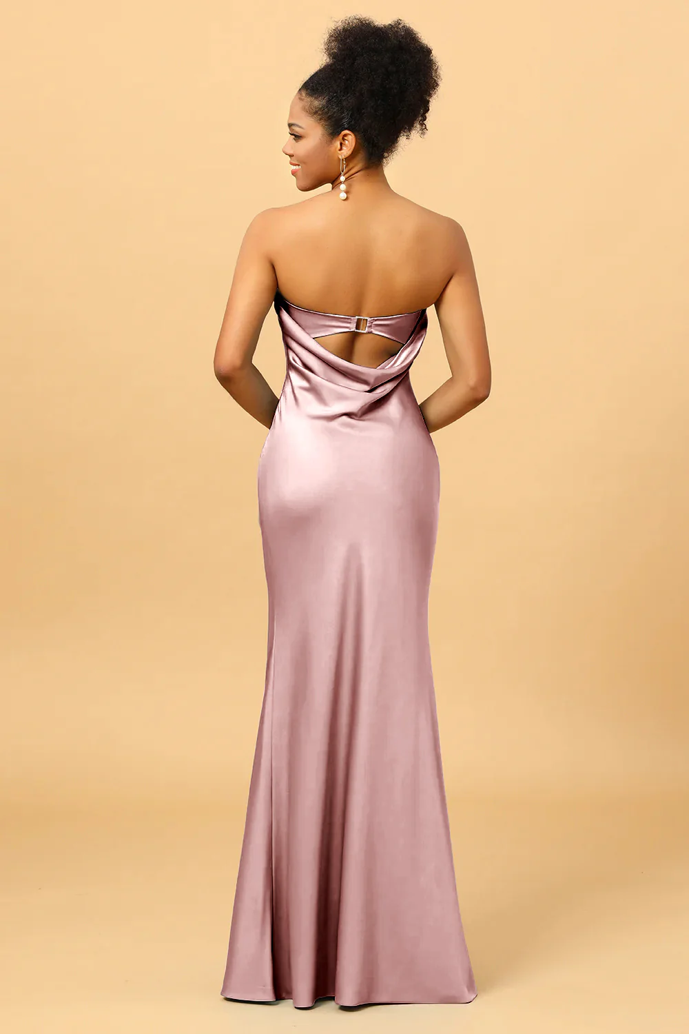 Grey Blue Satin Mermaid Bridesmaid Dress - Image 21