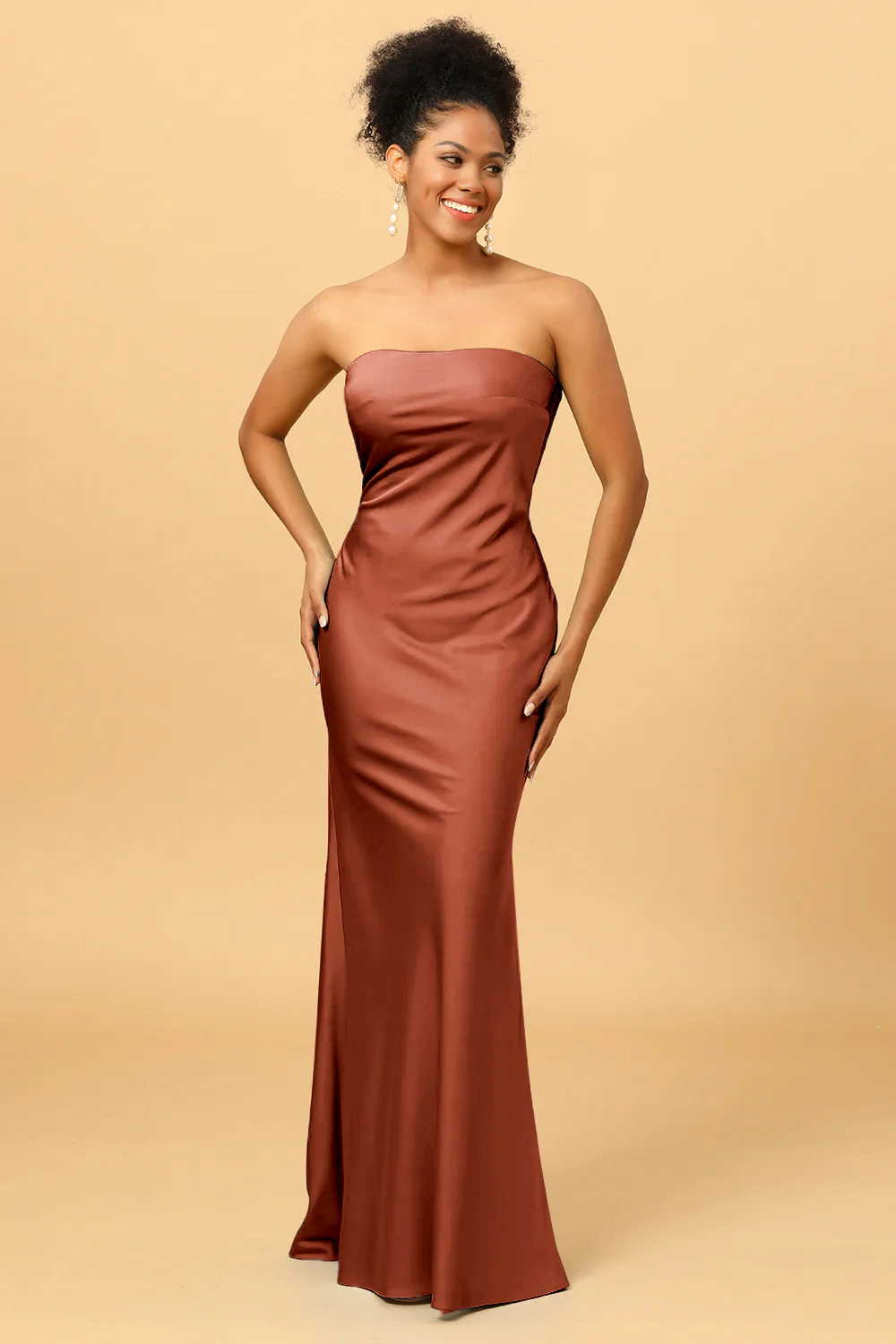 Grey Blue Satin Mermaid Bridesmaid Dress - Image 24