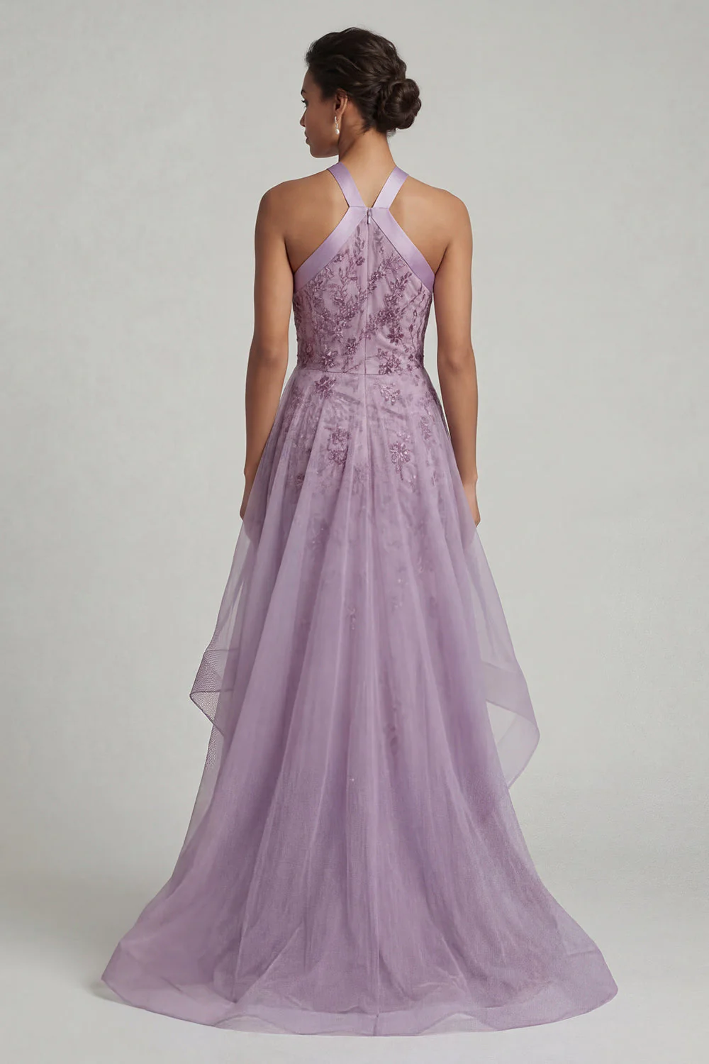 Halter Neck Sequin Mermaid Purple Mother Of the Bride Dress - Image 2