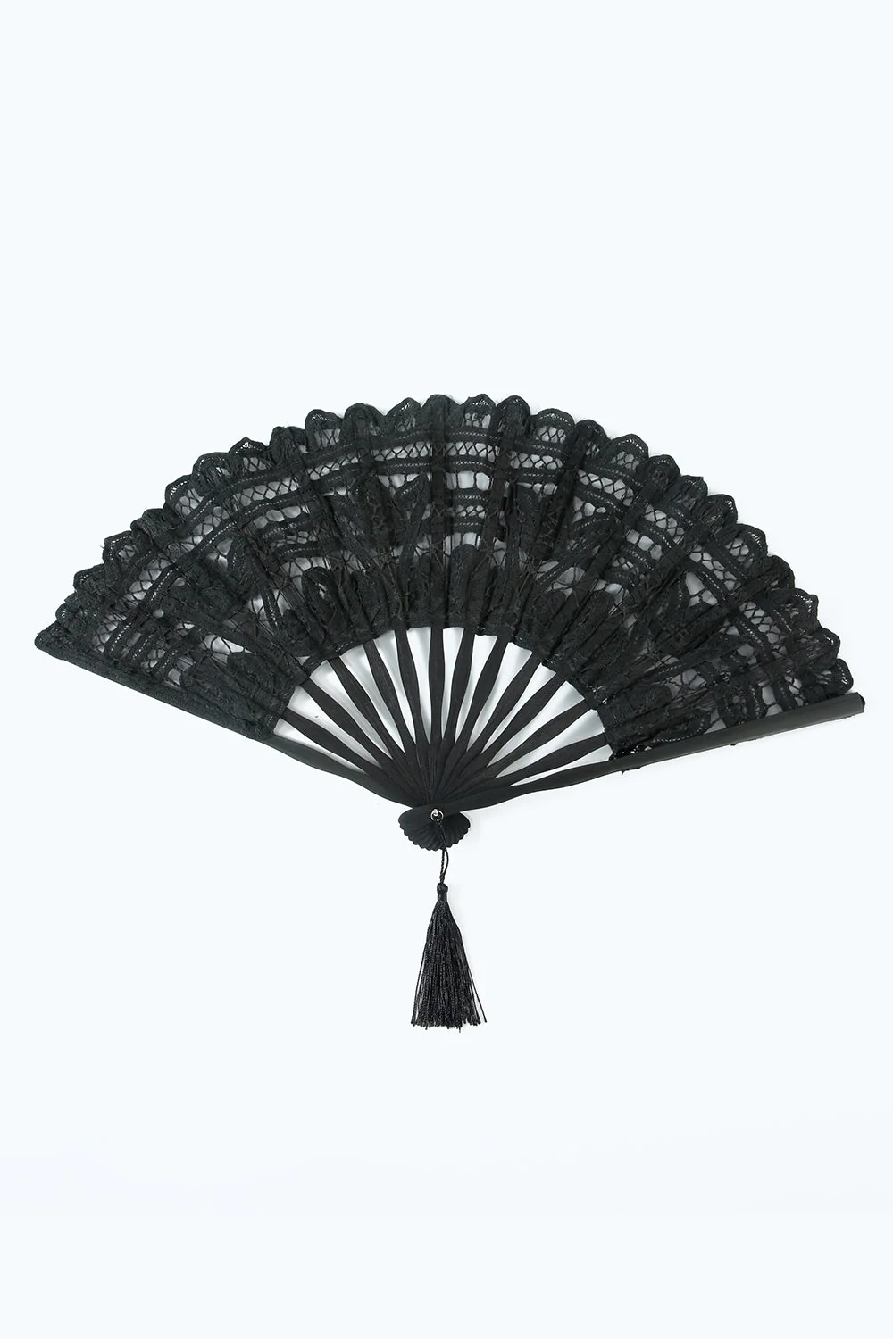 Ivory 1920s Hollow Lace Fan with Fringes - Image 7
