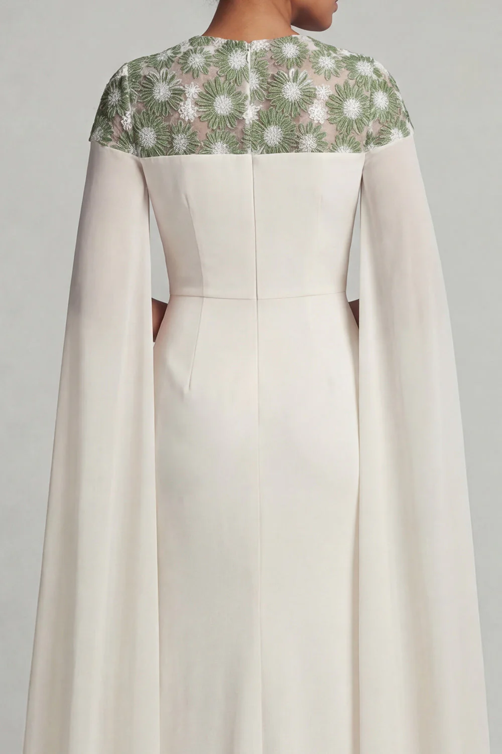 Ivory Sheath Chiffon Cape Sleeves Mother Of the Bride Dress - Image 5