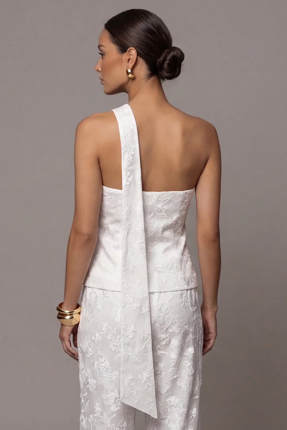 Ivory Lace Embroidered 2 Piece Work Suits with Sash - Image 6