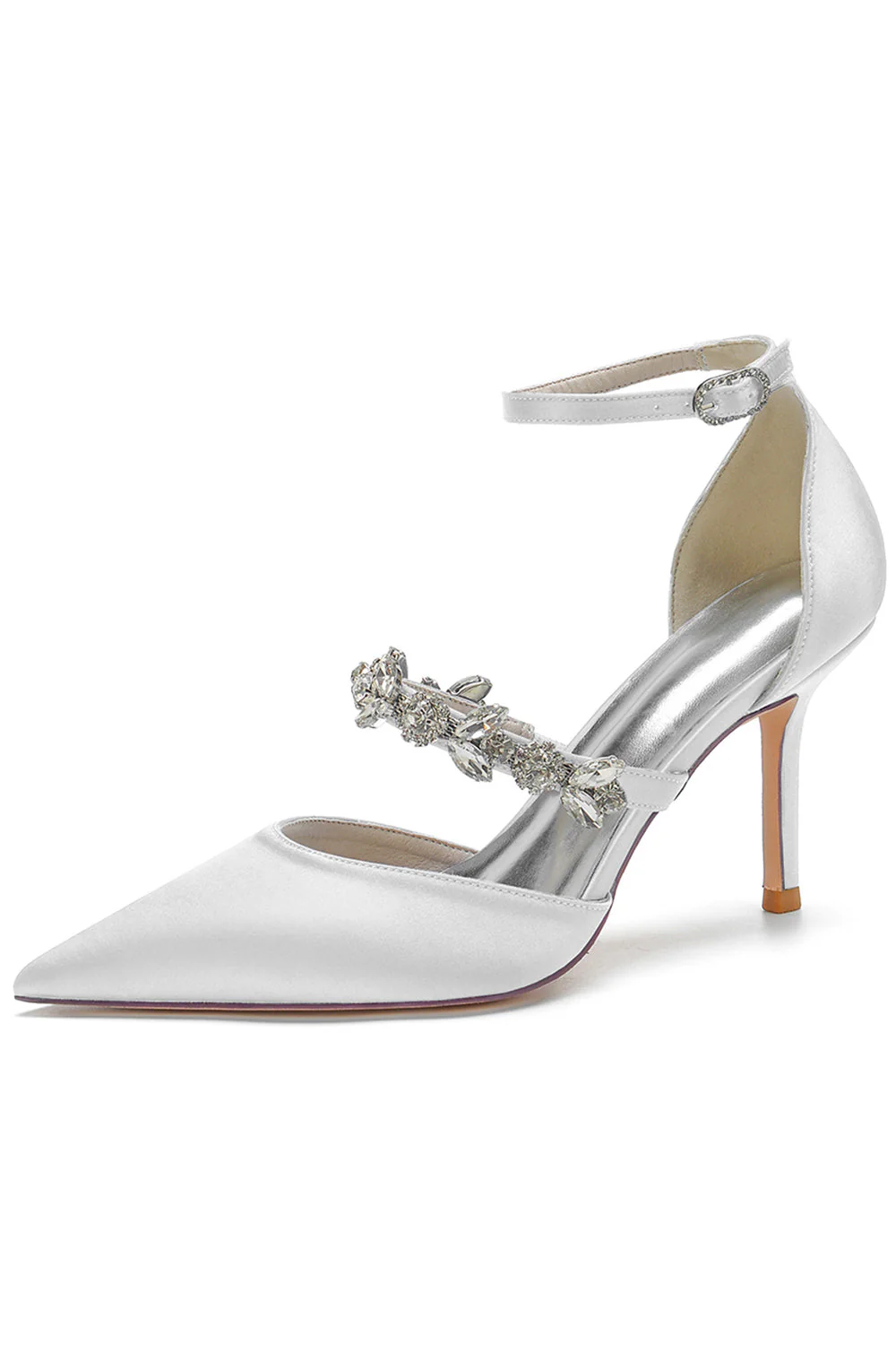 Ivory Rhinestone Pointed High Heels - Image 9