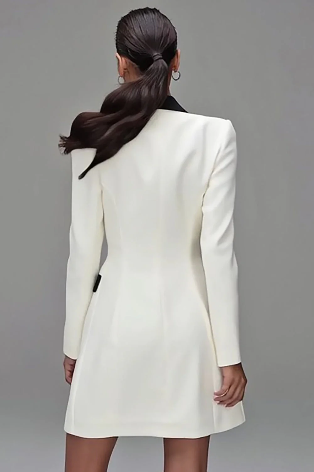 Ivory Shawl Lapel Double Breasted Women's Blazer - Image 2