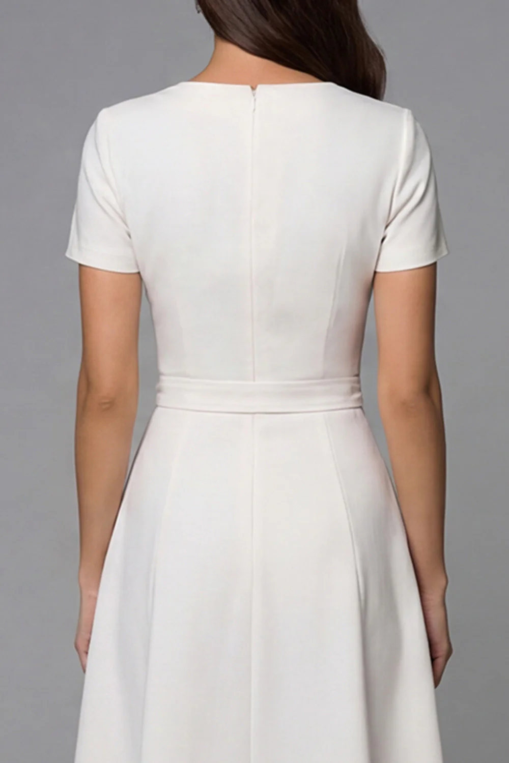Ivory Short Sleeve A Line Midi Work Dress - Image 4