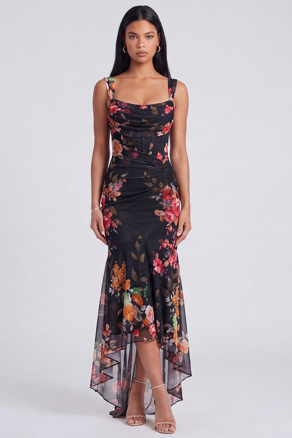 Ivory Mermaid Square Neck Maxi Floral Dress - Image 6